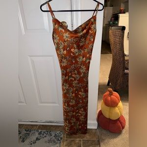 Woman’s medium brown floral dress